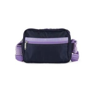 LeSportsac Candace Shoulder Bag Crossbody Nylon Purse Navy/Lavender EUC